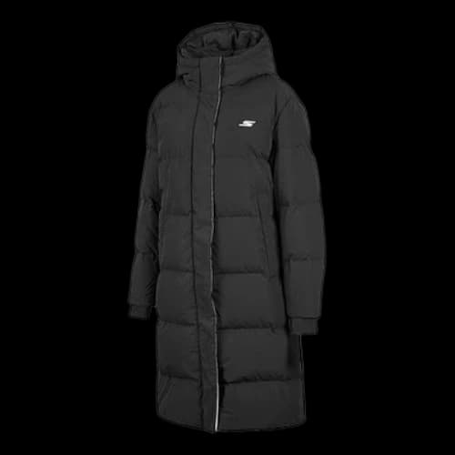 Skechers Woven Long Down Jacket 'Black White' (Women's)