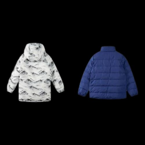 (GS) Skechers Full Print Mountain 3-In-1 Hooded Down Jacket 'White Blue'