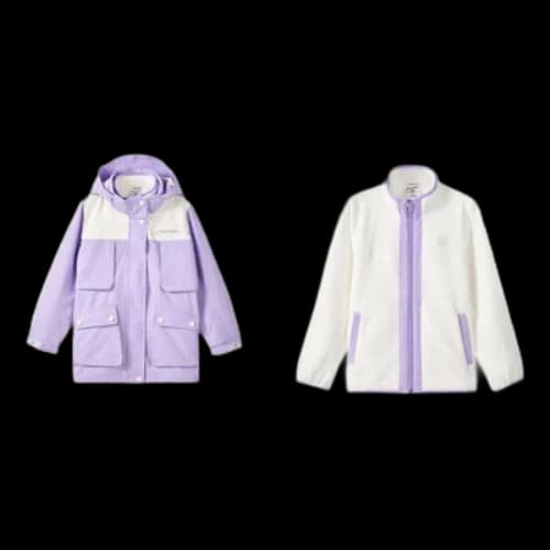 (GS) Skechers Letter Printed 3-In-1 Hooded Jacket 'Purple White'