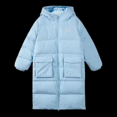 (GS) Skechers Logo Printed Long Down Jacket 'Blue Pink'