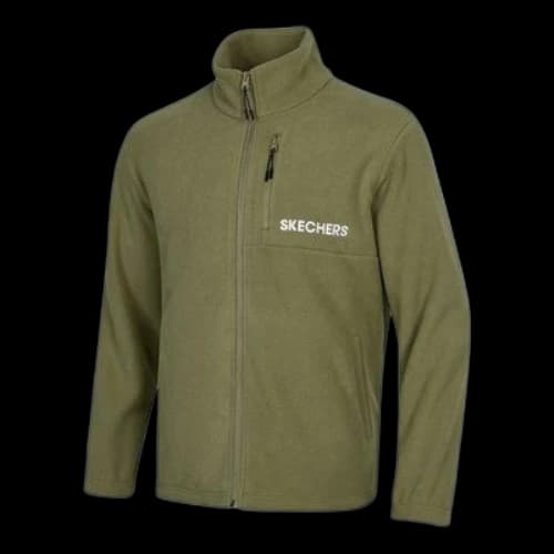 Skechers Letter Brand Logo Print Zip Jacket 'Olive Green Black Blue'