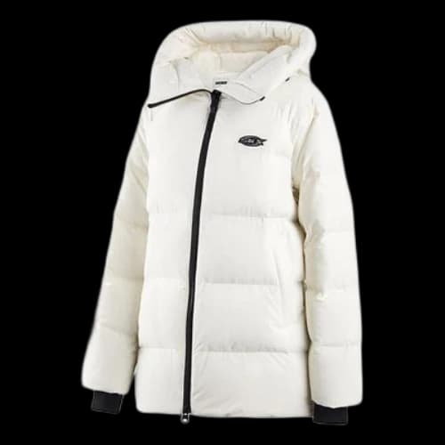 Skechers SKX Logo Printed Long Down Jacket 'White Black' (Women's)