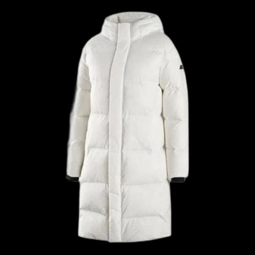 Skechers Woven Long Down Jacket 'White Black' (Women's)