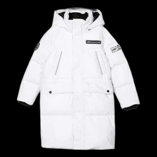 (GS) Skechers SKX Hooded Long Down Jacket 'White Black'