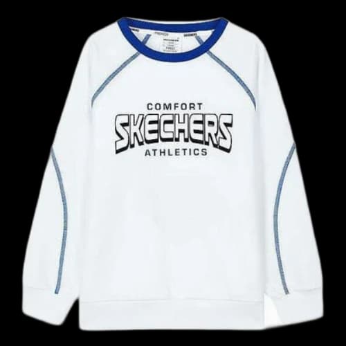 (GS) Skechers Letter Printed Crew Sweater 'White Blue'