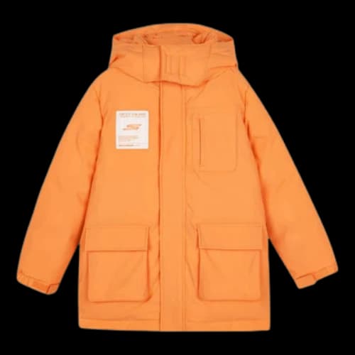 (GS) Skechers BASIC Letter Printed Woven Medium-Length Down Jacket 'Orange White'