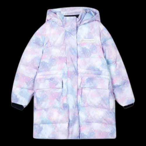 (GS) Skechers SKX Hooded Down Jacket 'Purple White Blue'