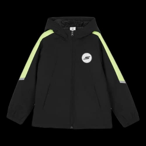 (GS) Skechers Basic Woven Hooded Jacket 'Black Green White'