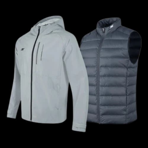 Skechers Hooded Woven 3-In-1 Down Jacket 'Grey Black'