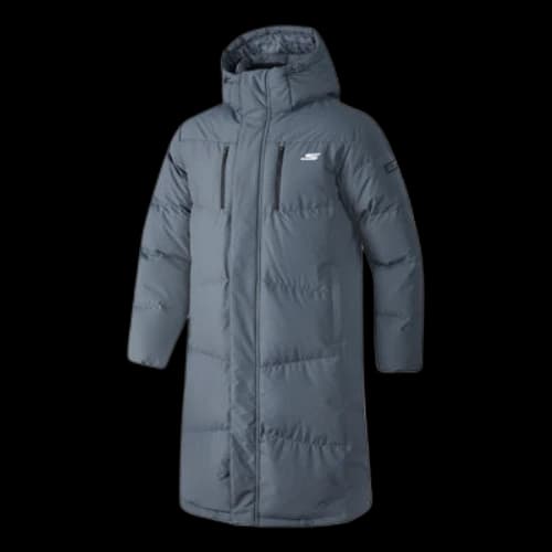 Skechers Basic Letter Print Hooded Woven Long Down Jacket 'Teal'
