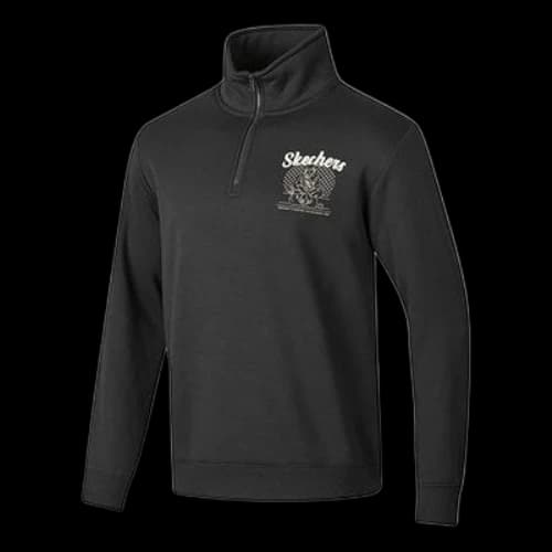 Skechers Basic Woven Half-Zip Crew Sweater 'Black White'