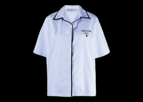 Prada Striped Bowling T-Shirt White/Blue