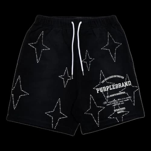 PURPLE BRAND Stacked Crystal Stars Shorts 'Black'