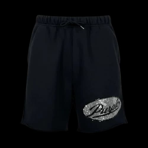 Purple Brand P446-HWSQ226 Hwt Fleece Raw Hem Short Black