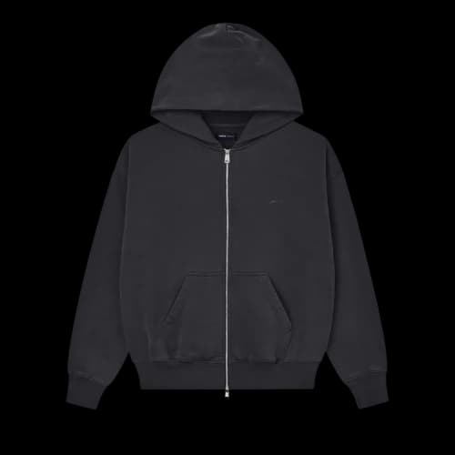 PURPLE BRAND Fleece Zip Front Hoodie 'Black'