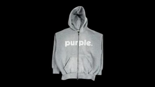 Purple Brand HWT Fleece Full Zip Hood Heath Grey