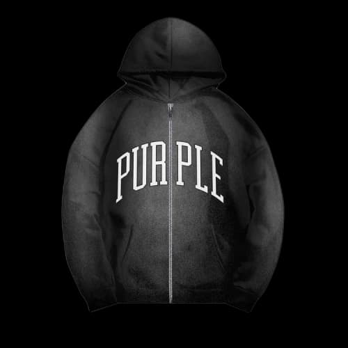 PURPLE BRAND Heavyweight Fleece Full Zip Hoodie 'Black'