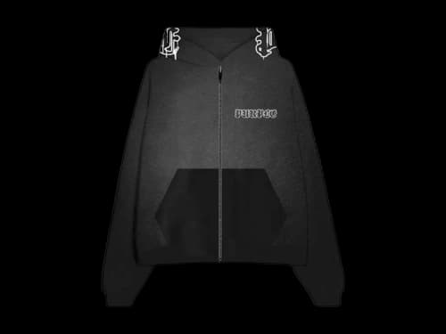 Purple Brand Hwt Fleece Zip Front Hoodie Black
