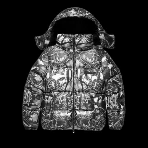 PURPLE BRAND Poly Snap Off Hood Puffer Jacket 'Black'