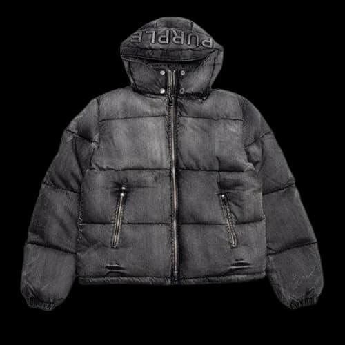 PURPLE BRAND Denim Puffer Jacket 'Black'