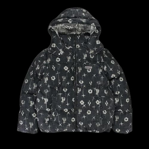 PURPLE BRAND Printed Corduroy Puffer Jacket 'Black'