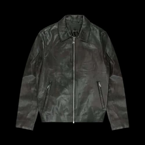 PURPLE BRAND Leather Front Zip Jacket 'Black'