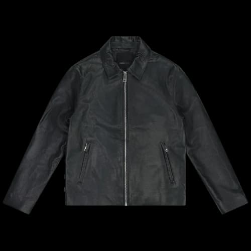 PURPLE BRAND Leather Front Zip Jacket 'Black'