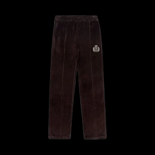 Sporty & Rich NY Crest Velour Track Pants 'Chocolate'