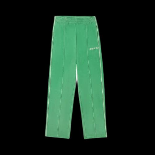 Sporty & Rich Italic Logo Embroidered Velour Track Pant 'Verde/White'