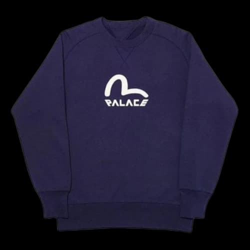 PALACE x EVISU Reversible Crew Logo Crewneck Blue