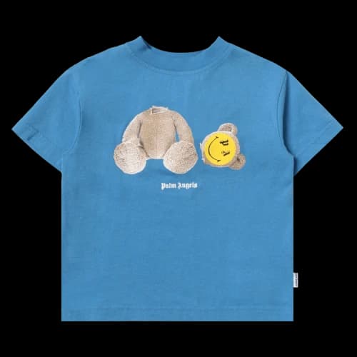 Palm Angels Kids Smiley Bear T-Shirt 'Light Blue/Lemon'