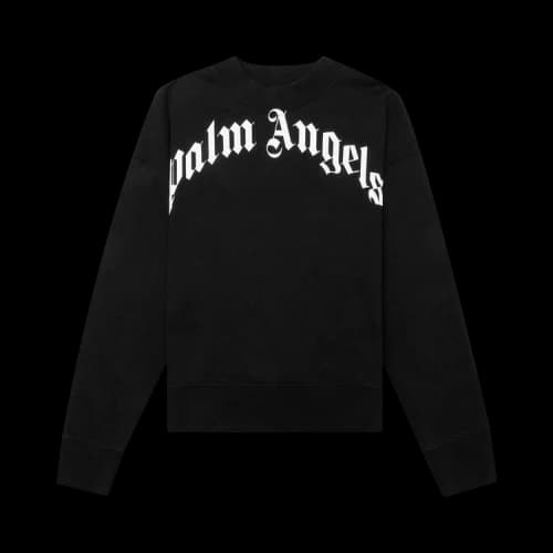 Palm Angels Kids Classic Curved Logo Crewneck 'Black/White'