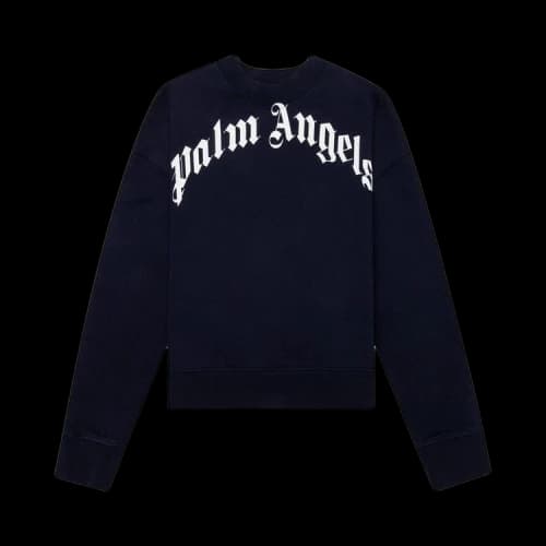 Palm Angels Kids Classic Curved Logo Crewneck 'Navy Blue'