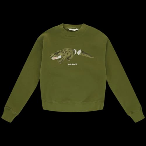 Palm Angels Kids Crocodile Crewneck 'Military Green'