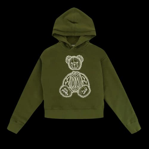 Palm Angels Kids Bear Hoodie 'Military/White'