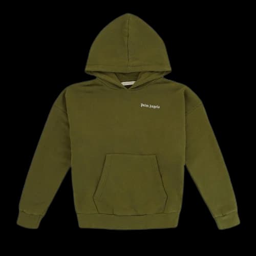 Palm Angels Kids Logo Hoodie 'Military/White'