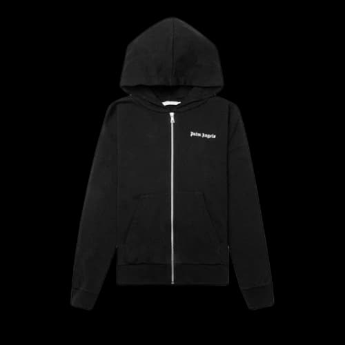 Palm Angels Kids Classic Overlord Zip Hoodie 'Black/White'