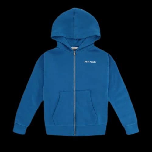 Palm Angels Kids Classic Over Logo Zip Up Hoodie 'Light Blue'