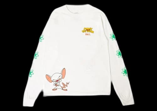 BAIT x Pinky And The Brain Logo Long Sleeve Tee White