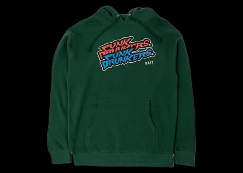 BAIT x Punk Drunkers Skateboard Hoodie Green