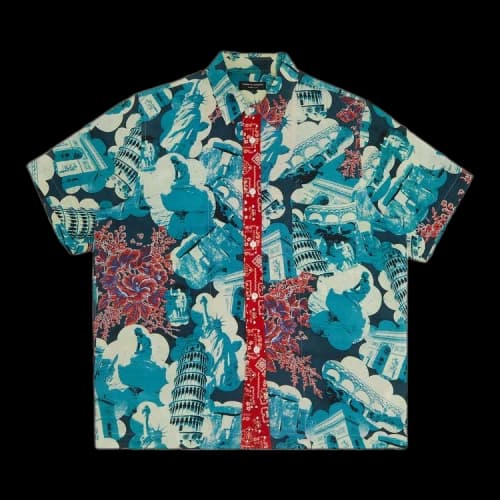 Comme des Garçons Monuments Printed Short-Sleeve Shirt 'Blue'