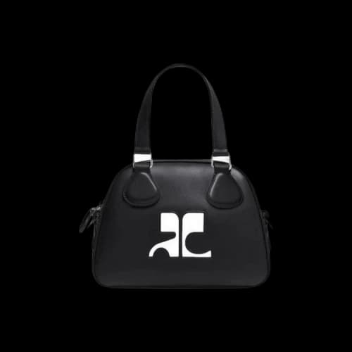 Courrèges Reedition Mini Leather Bowling Bag 'Black'