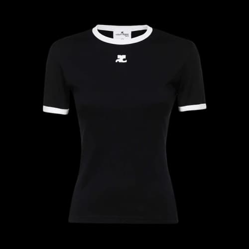 Courrèges Bumpy Contrast T-Shirt 'Black/Heritage White'