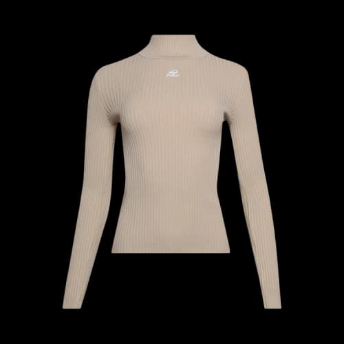 Courrèges Mockneck Rib Knit Sweater 'Sand'