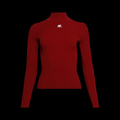 Courrèges Mockneck Rib Knit Sweater 'Red'