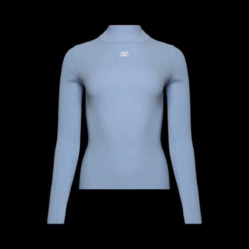 Courrèges Mockneck Rib Knit Sweater 'Sky'