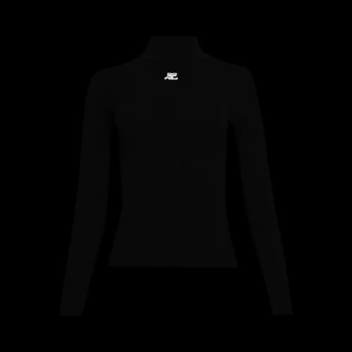 Courrèges Mockneck Rib Knit Sweater 'Black'