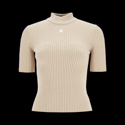 Courrèges Ribbed Turtleneck Sweater 'Cappuccino'