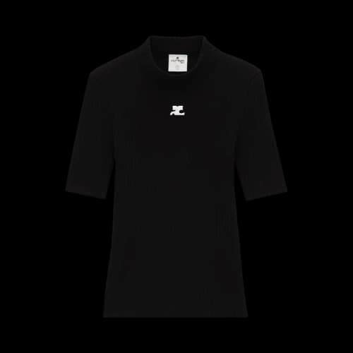 Courrèges Short-Sleeve Rib Knit Sweater 'Black'
