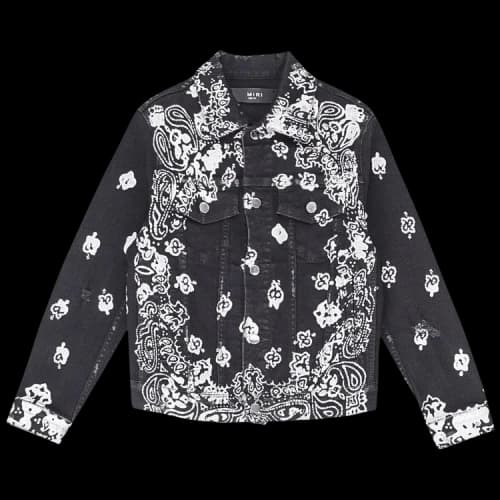 Amiri Kids Bleached Bandana Trucker Jackets 'Black'